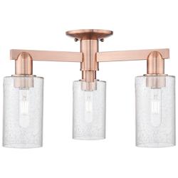 Arcadia Clymer 21"W 3 Light Copper Semi.Flush Mount With Seedy Shade