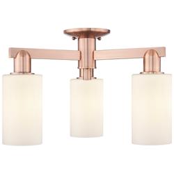 Arcadia Clymer 21"W 3 Light Copper Semi-Flush w/ Matte White Shade
