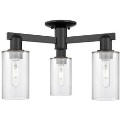 Arcadia Clymer 21"W 3 Light Matte Black Semi-Flush w/ Clear Shade