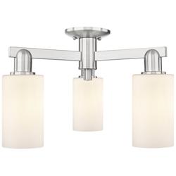 Arcadia Clymer 21"W 3 Light Nickel Semi-Flush w/ Matte White Shade