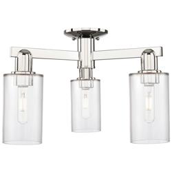 Arcadia Clymer 21"W 3 Light Polished Nickel Semi-Flush w/ Clear Shade