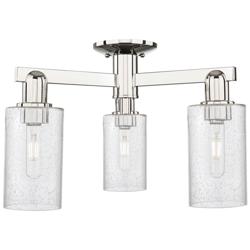 Arcadia Clymer 21"W 3 Light Polished Nickel Semi-Flush w/ Seedy Shade