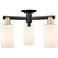 Arcadia Clymer 21"W 3-Lt Black Brass Semi-Flush w/ Matte White Shade