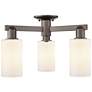 Arcadia Clymer 21"W 3-Lt Oiled Bronze Semi-Flush w/ Matte White Shade