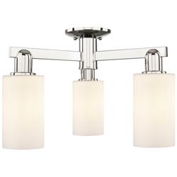 Arcadia Clymer 21"W 3-Lt Polished Nickel Semi-Flush w/ White Shade