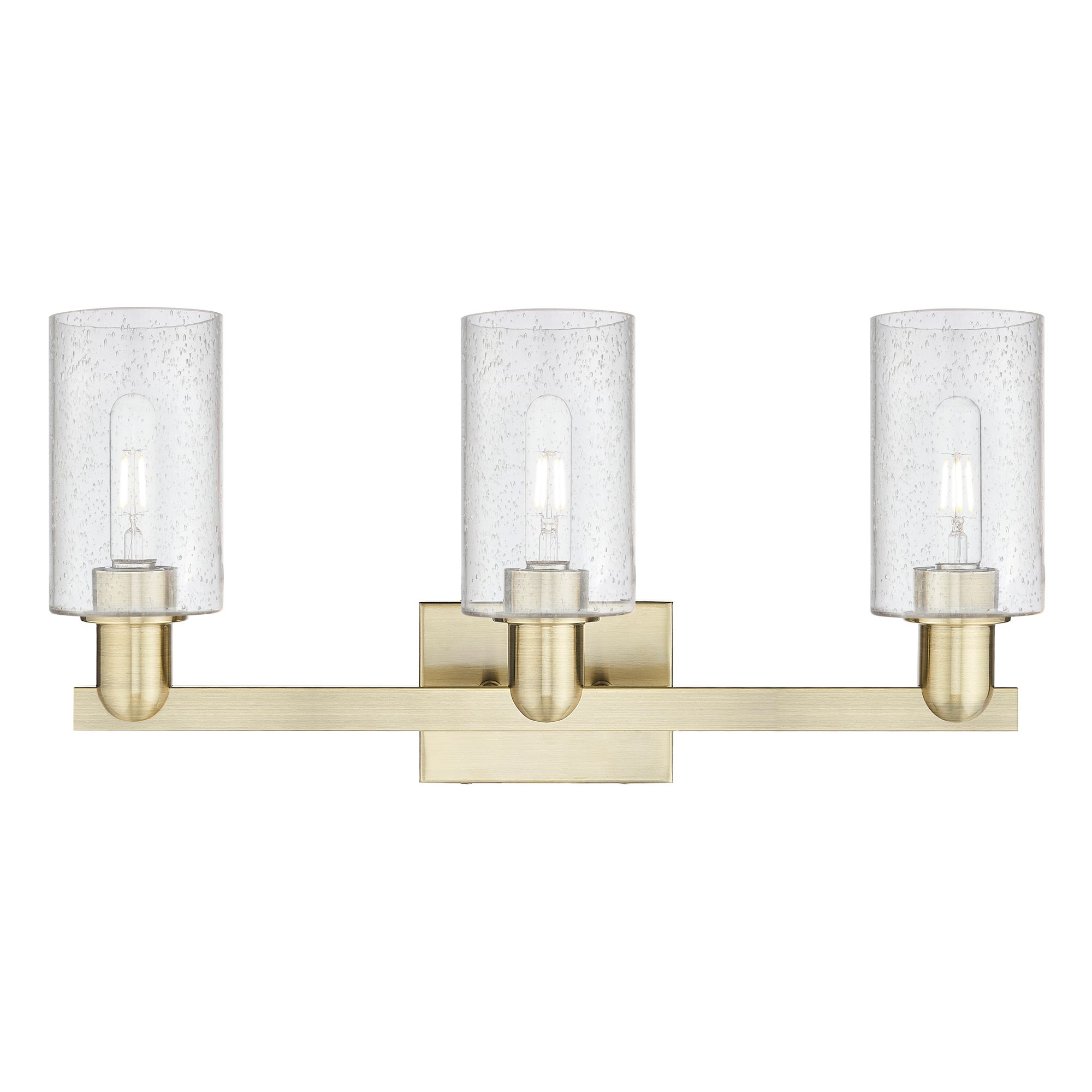 Image 2 Arcadia Clymer 23"W 3 Light Antique Brass Bath Light With Seedy Shade more views