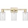 1_Arcadia Clymer 23"W 3 Light Antique Brass Bath Light With Clear Shade