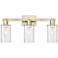 Arcadia Clymer 23"W 3 Light Antique Brass Bath Light With Clear Shade