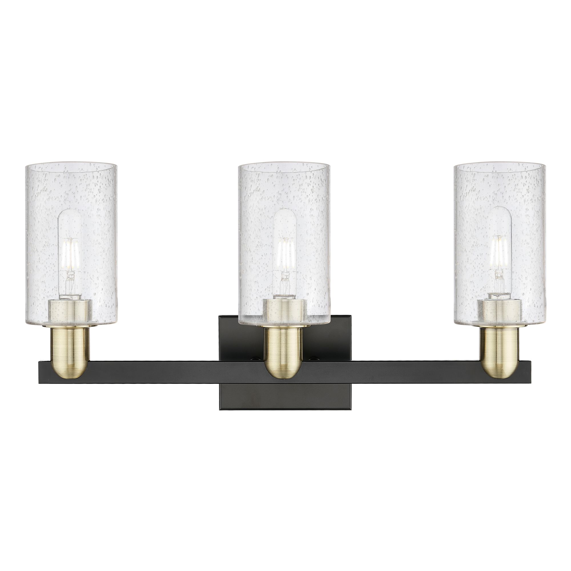 Image 2 Arcadia Clymer 23"W 3 Light Black And Brass Bath Light w/ Seedy Shade more views
