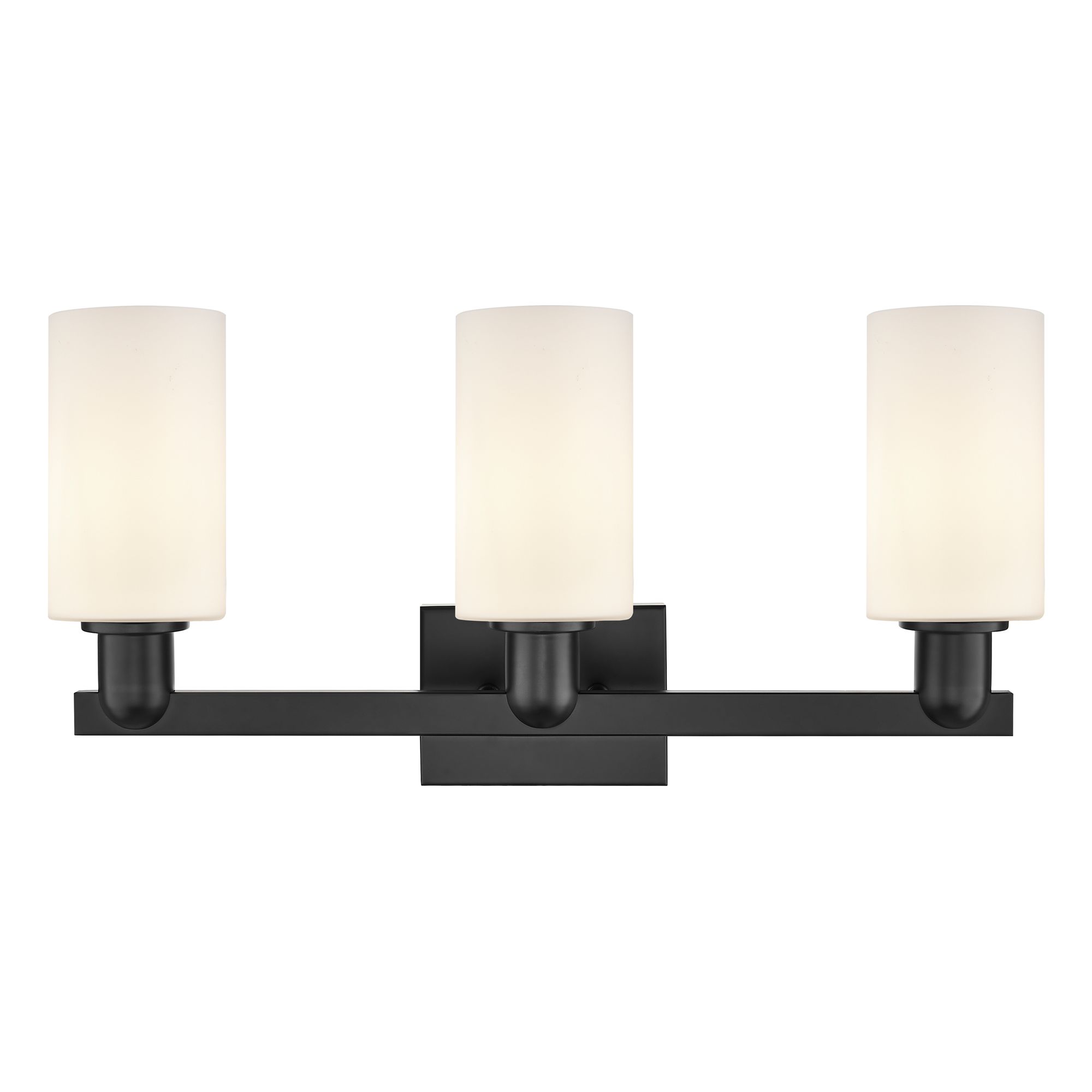 Image 2 Arcadia Clymer 23"W 3 Light Black Vanity Light w/ Matte White Shade more views
