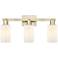 Arcadia Clymer 23"W 3 Light Brass Vanity Light With Matte White Shade