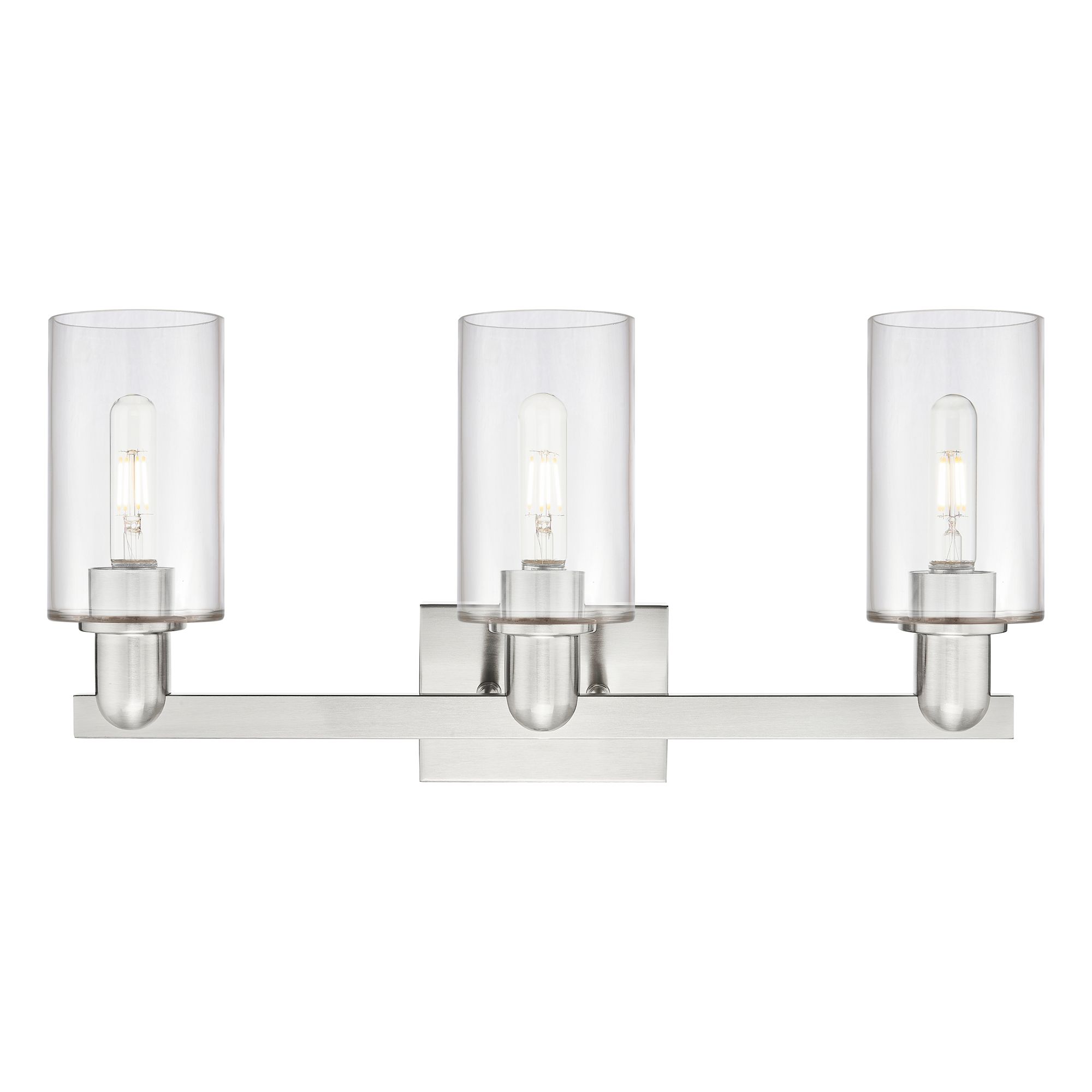 Image 2 Arcadia Clymer 23"W 3 Light Brushed Nickel Vanity Light w/ Clear Shade more views