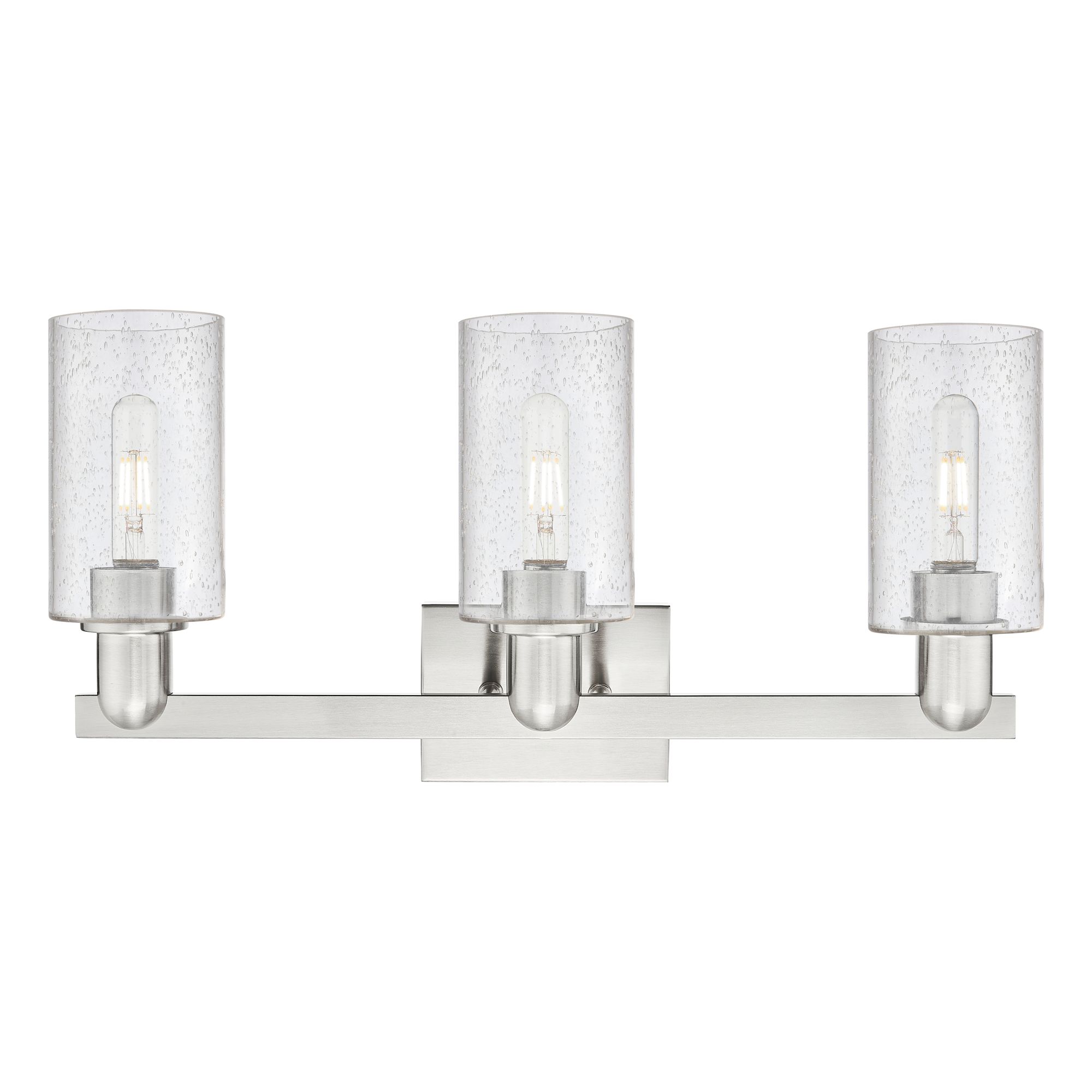 Image 2 Arcadia Clymer 23"W 3 Light Brushed Nickel Vanity Light w/ Seedy Shade more views
