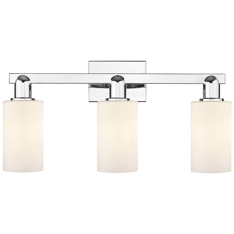 Image 1 Arcadia Clymer 23"W 3 Light Chrome Vanity Light w/ Matte White Shade