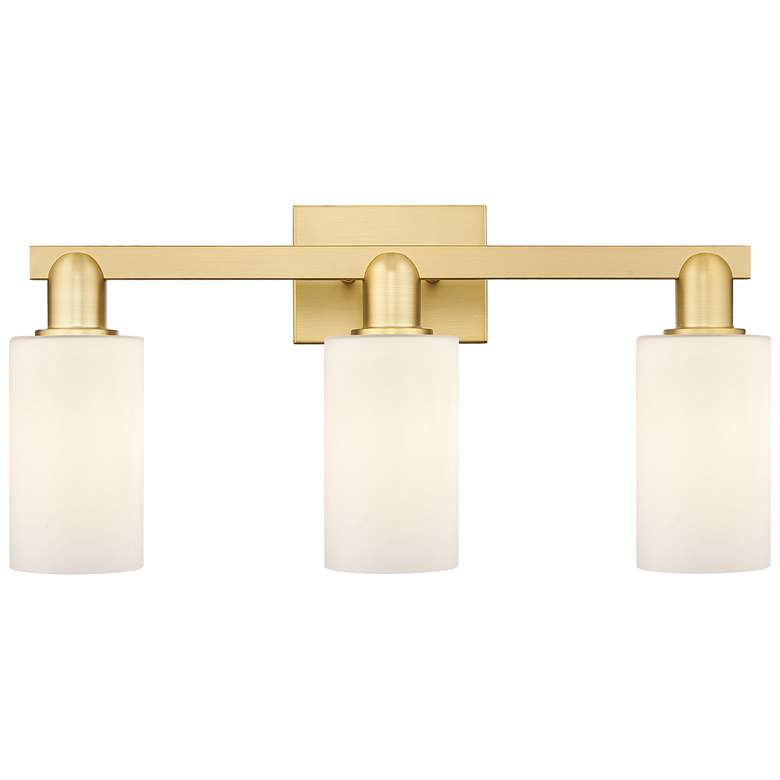 Image 1 Arcadia Clymer 23"W 3 Light Gold Vanity Light w/ Matte White Shade