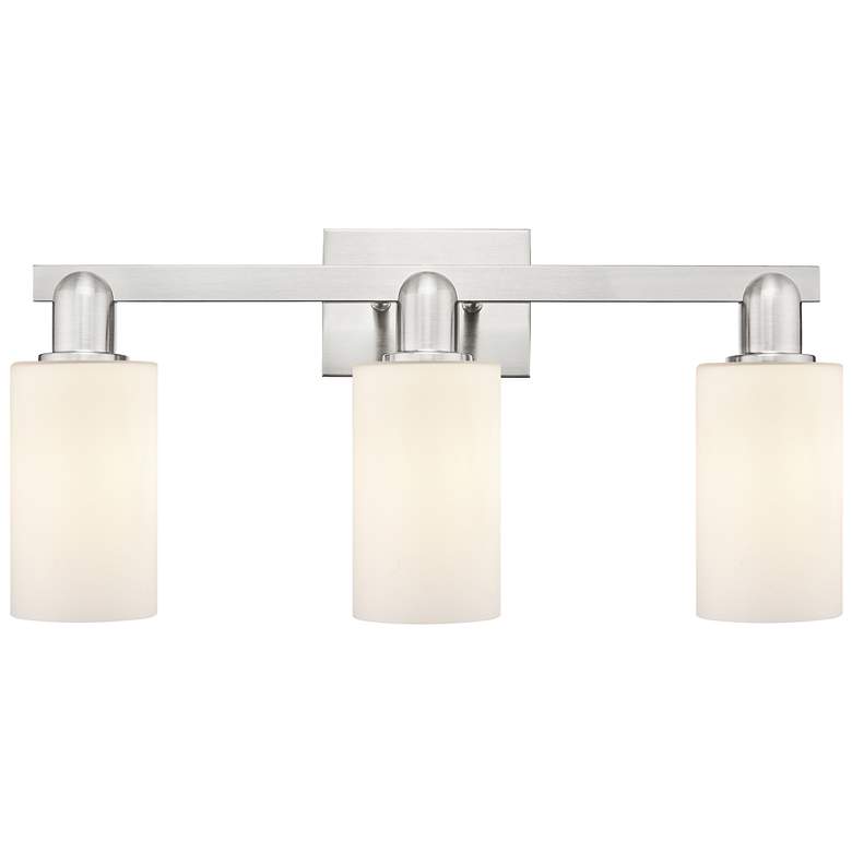 Image 1 Arcadia Clymer 23"W 3 Light Nickel Bath Light w/ Matte White Shade