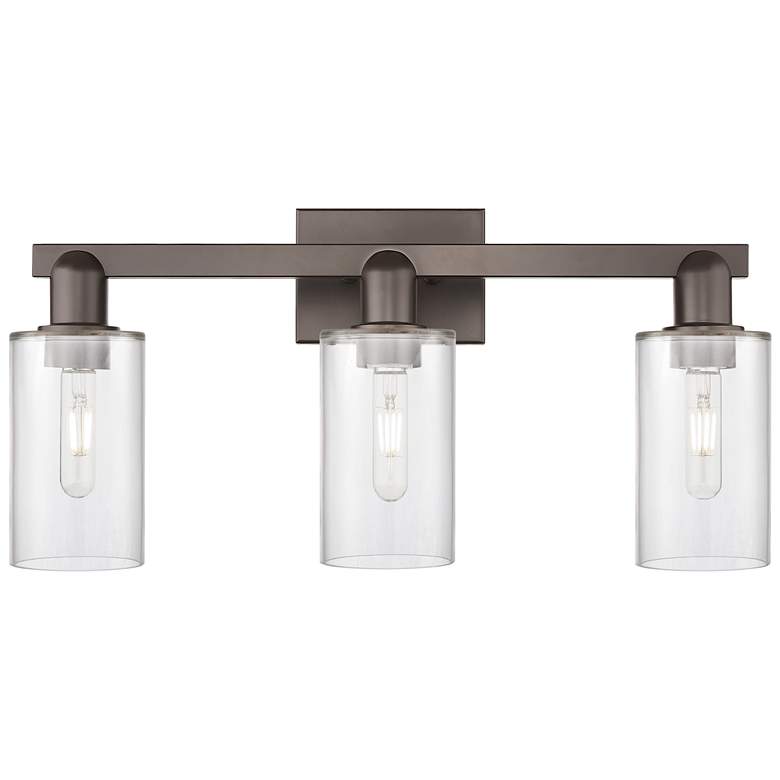 Image 1 Arcadia Clymer 23"W 3 Light Oiled Bronze Vanity Light w/ Clear Shade