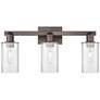 1_Arcadia Clymer 23"W 3 Light Oiled Bronze Vanity Light w/ Clear Shade