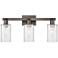 Arcadia Clymer 23"W 3 Light Oiled Bronze Vanity Light w/ Clear Shade