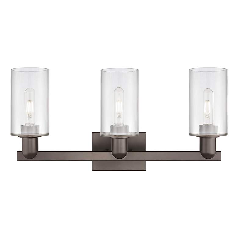 Image 2 Arcadia Clymer 23"W 3 Light Oiled Bronze Vanity Light w/ Clear Shade more views