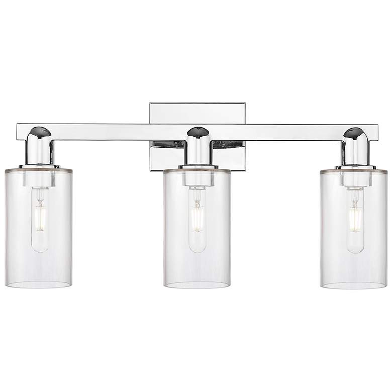 Image 1 Arcadia Clymer 23"W 3 Light Polished Chrome Bath Light w/ Clear Shade