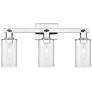 1_Arcadia Clymer 23"W 3 Light Polished Chrome Bath Light w/ Clear Shade