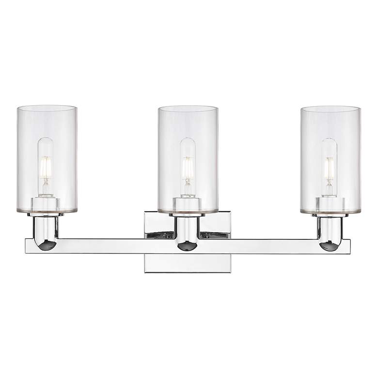 Image 2 Arcadia Clymer 23"W 3 Light Polished Chrome Bath Light w/ Clear Shade more views