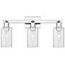 Arcadia Clymer 23"W 3 Light Polished Chrome Bath Light w/ Seedy Shade