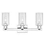 Arcadia Clymer 23"W 3 Light Polished Chrome Bath Light w/ Seedy Shade