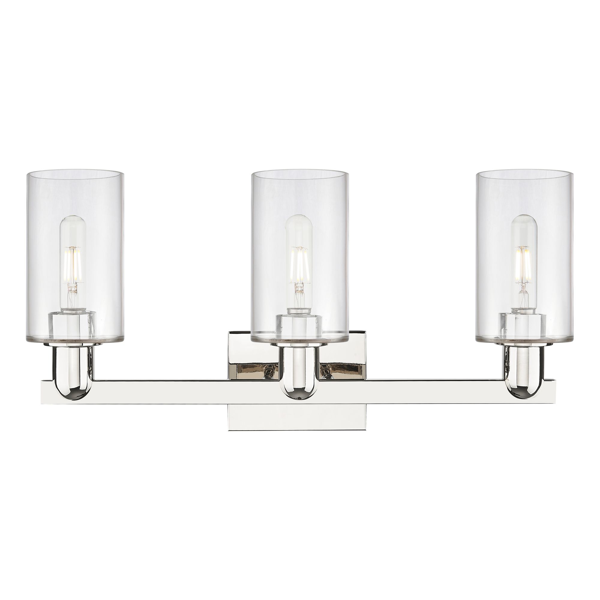 Image 2 Arcadia Clymer 23"W 3 Light Polished Nickel Bath Light w/ Clear Shade more views