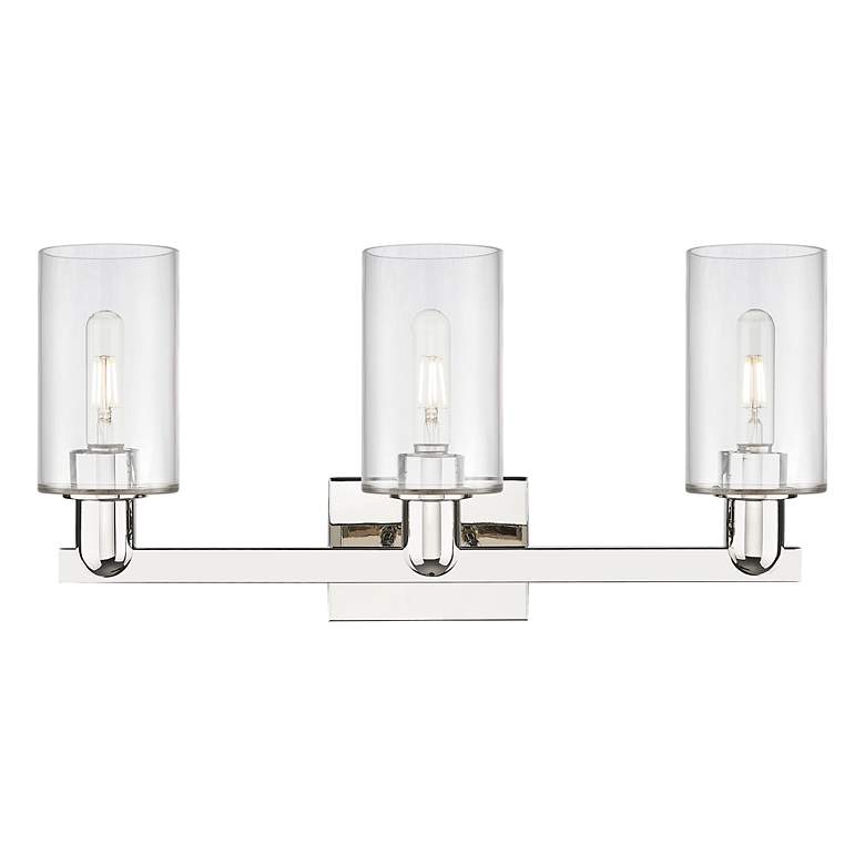 Image 2 Arcadia Clymer 23"W 3 Light Polished Nickel Bath Light w/ Clear Shade more views