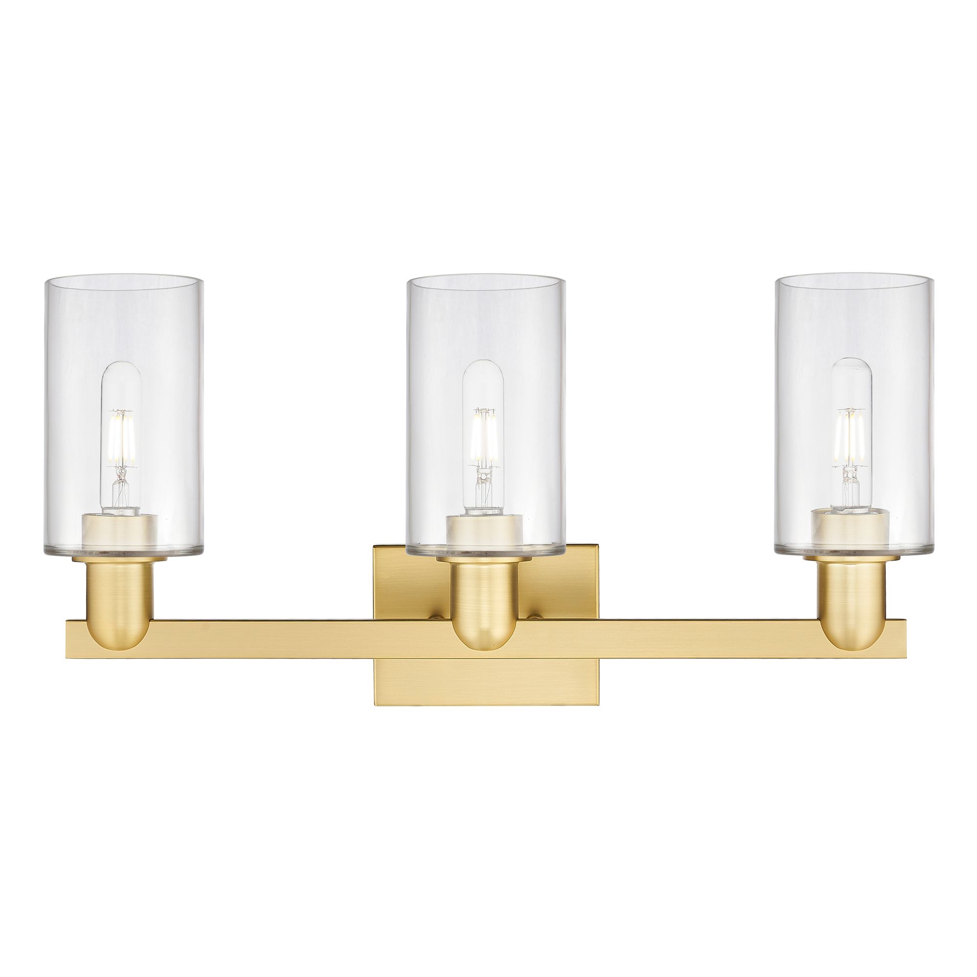 Image 2 Arcadia Clymer 23"W 3 Light Satin Gold Vanity Light With Clear Shade more views