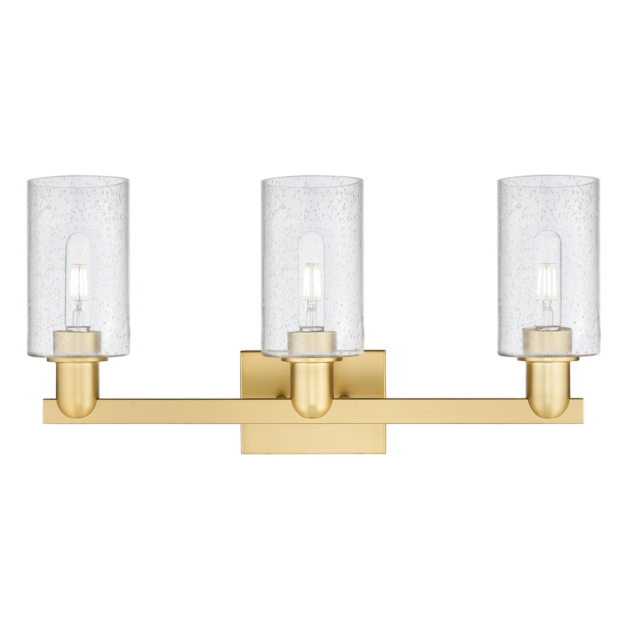 Image 2 Arcadia Clymer 23"W 3 Light Satin Gold Vanity Light With Seedy Shade more views