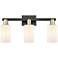 Arcadia Clymer 23"W 3-Lt Black Brass Bath Light w/ Matte White Shade