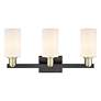 2_Arcadia Clymer 23"W 3-Lt Black Brass Bath Light w/ Matte White Shade more views