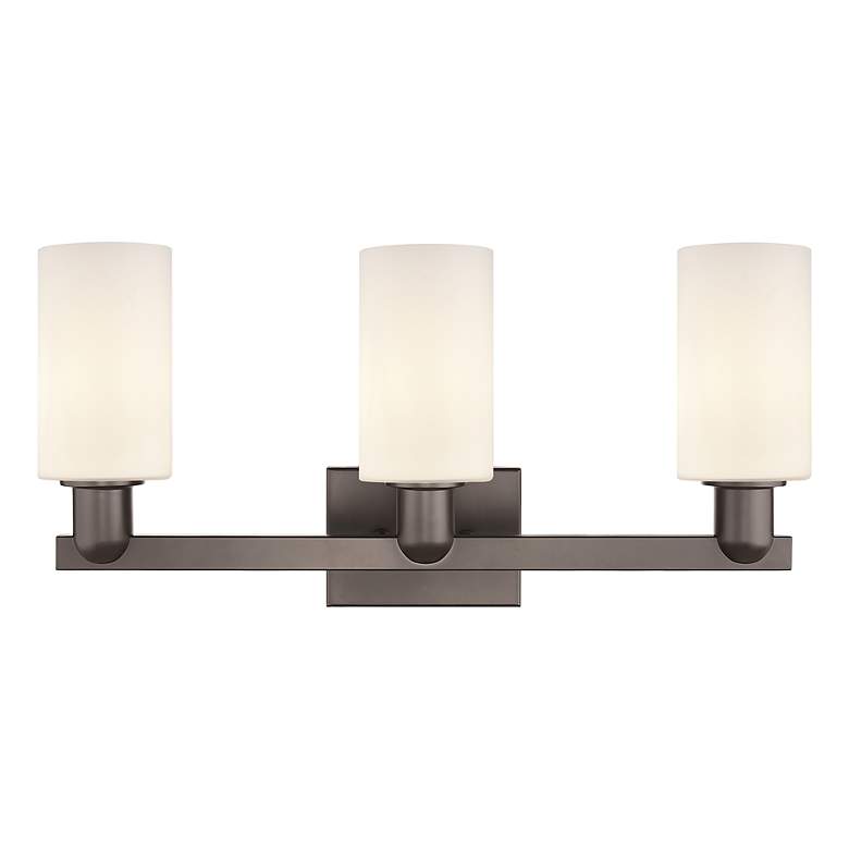 Image 2 Arcadia Clymer 23"W 3-Lt Oiled Bronze Bath Light w/ Matte White Shade more views