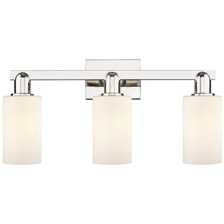 Image 1 Arcadia Clymer 23"W 3-Lt Polished Nickel Vanity w/ Matte White Shade