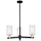 Arcadia Clymer 26"W 3 Light Black Brass Stem Chandelier w/ Clear Shade