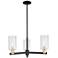 Arcadia Clymer 26"W 3 Light Black Brass Stem Chandelier w/ Seedy Shade