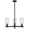 Arcadia Clymer 26"W 3 Light Black Stem Hung Chandelier w/ Seedy Shade
