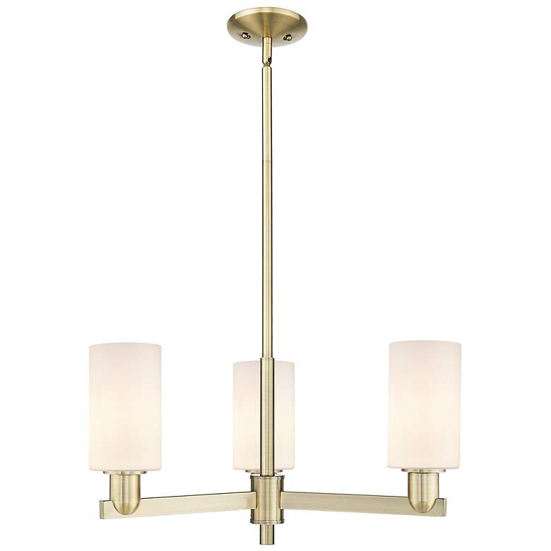 Image 1 Arcadia Clymer 26"W 3 Light Brass Stem Chandelier w/ Matte White Shade