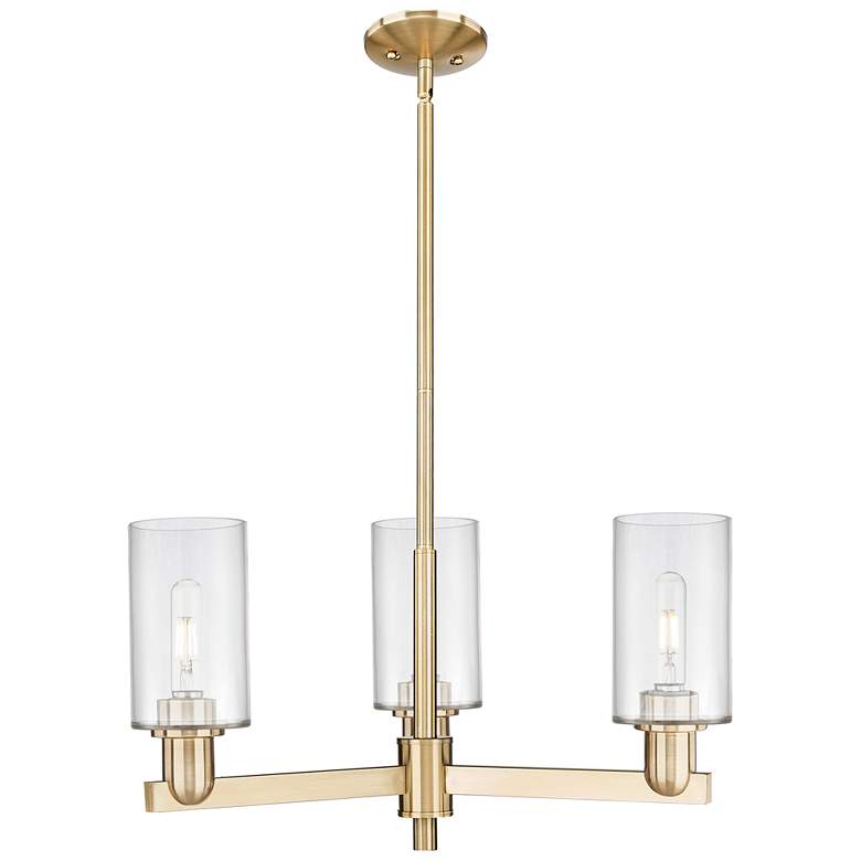 Image 1 Arcadia Clymer 26"W 3 Light Bronze Stem Chandelier w/ Clear Shade