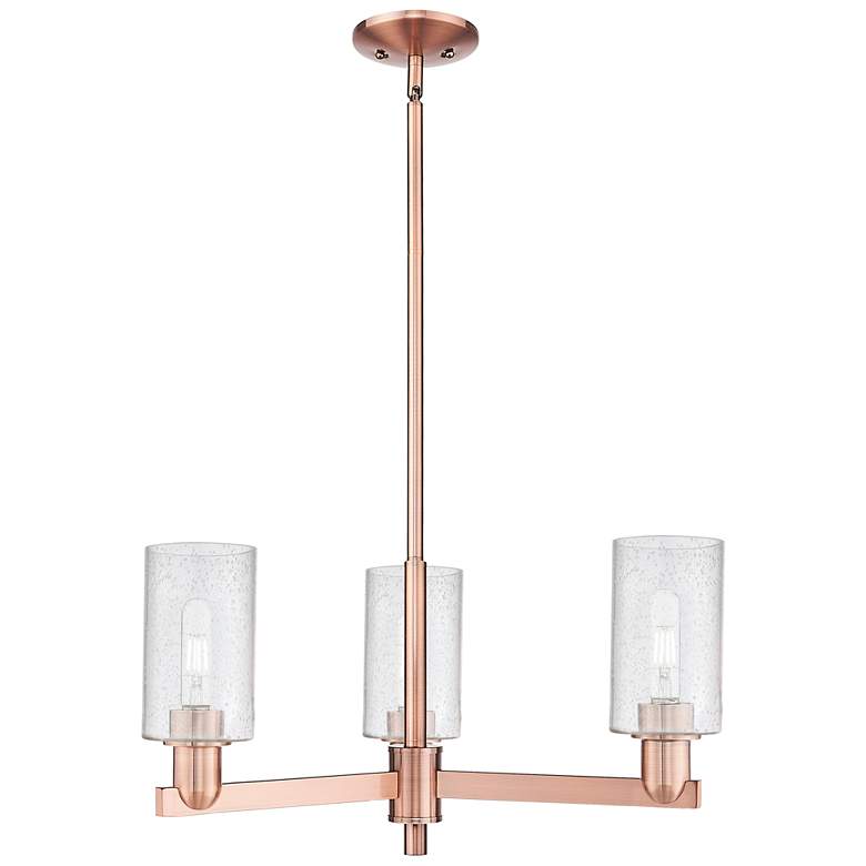 Image 1 Arcadia Clymer 26"W 3 Light Copper Stem Hung Chandelier w/ Seedy Shade
