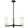 Arcadia Clymer 26"W 3-Lt Black Brass Stem Chandelier w/ White Shade