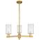 Arcadia Clymer 26"W 3-Lt Brushed Brass Stem Chandelier w/ Clear Shade