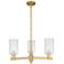 Arcadia Clymer 26"W 3-Lt Brushed Brass Stem Chandelier w/ Seedy Shade