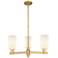 Arcadia Clymer 26"W 3-Lt Brushed Brass Stem Chandelier w/ White Shade