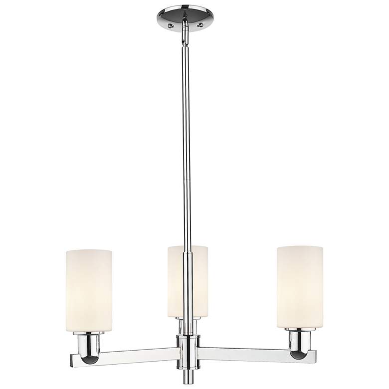 Image 1 Arcadia Clymer 26"W 3-Lt Chrome Stem Chandelier w/ Matte White Shade