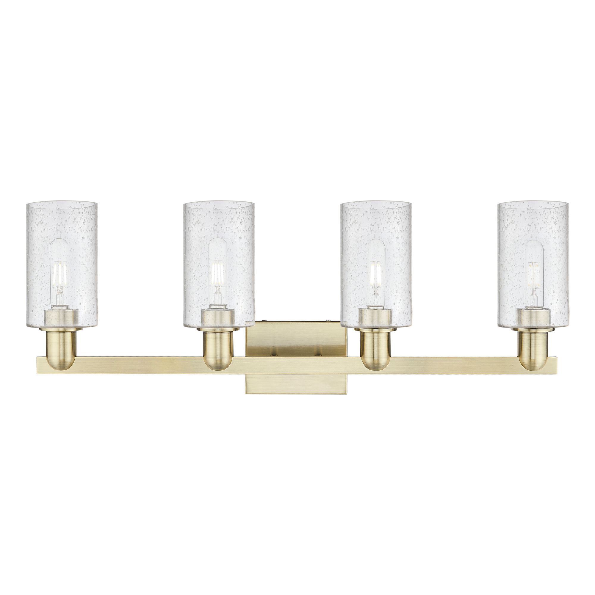 Image 2 Arcadia Clymer 31"W 4 Light Antique Brass Bath Light With Seedy Shade more views