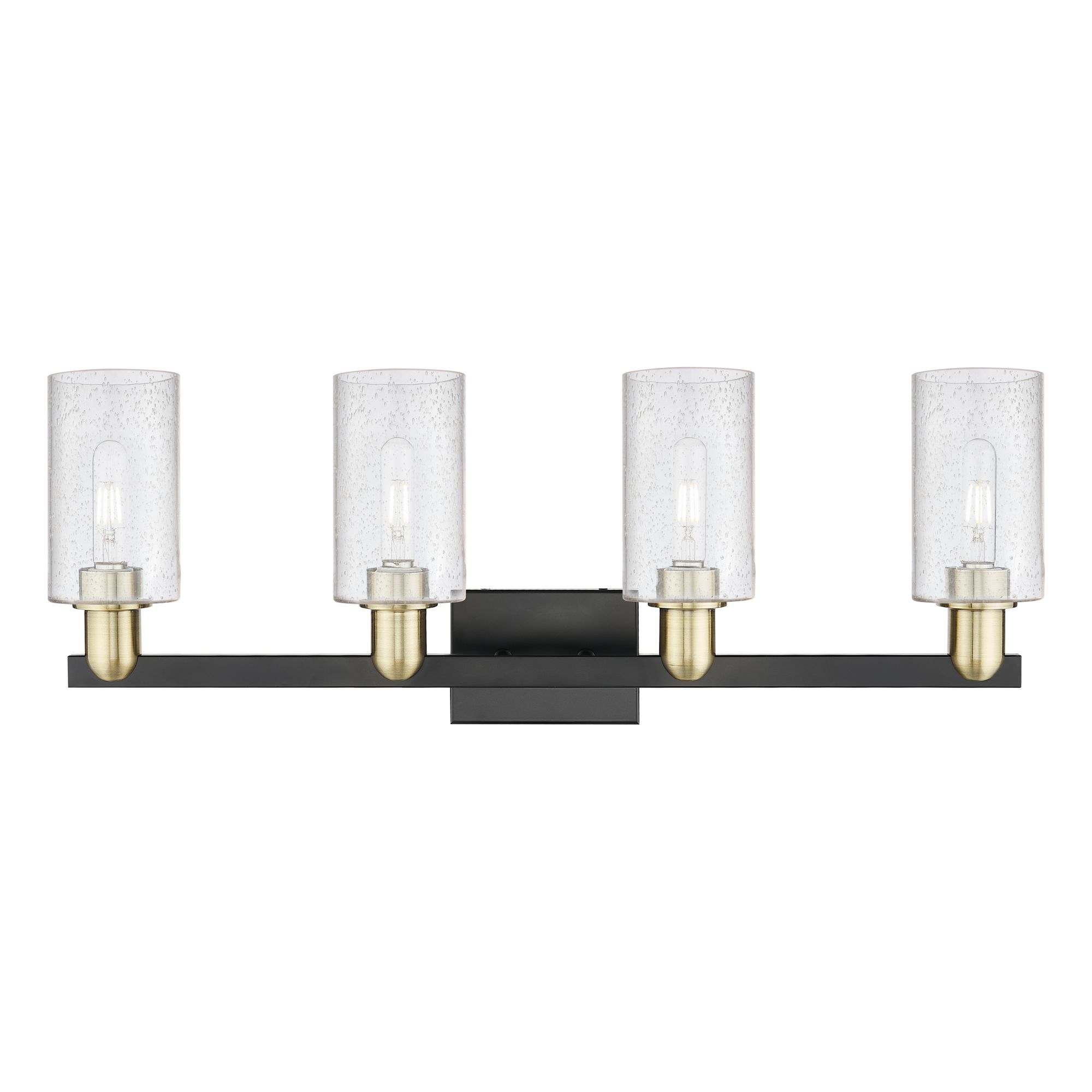 Image 2 Arcadia Clymer 31"W 4 Light Black And Brass Bath Light w/ Seedy Shade more views